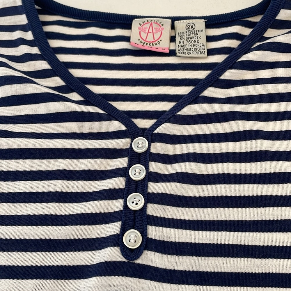 American Weekend Woman Sz 2X Nautical Casual Top - Picture 5 of 6
